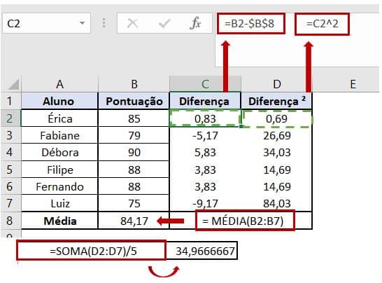 Como Calcular Variância no Excel